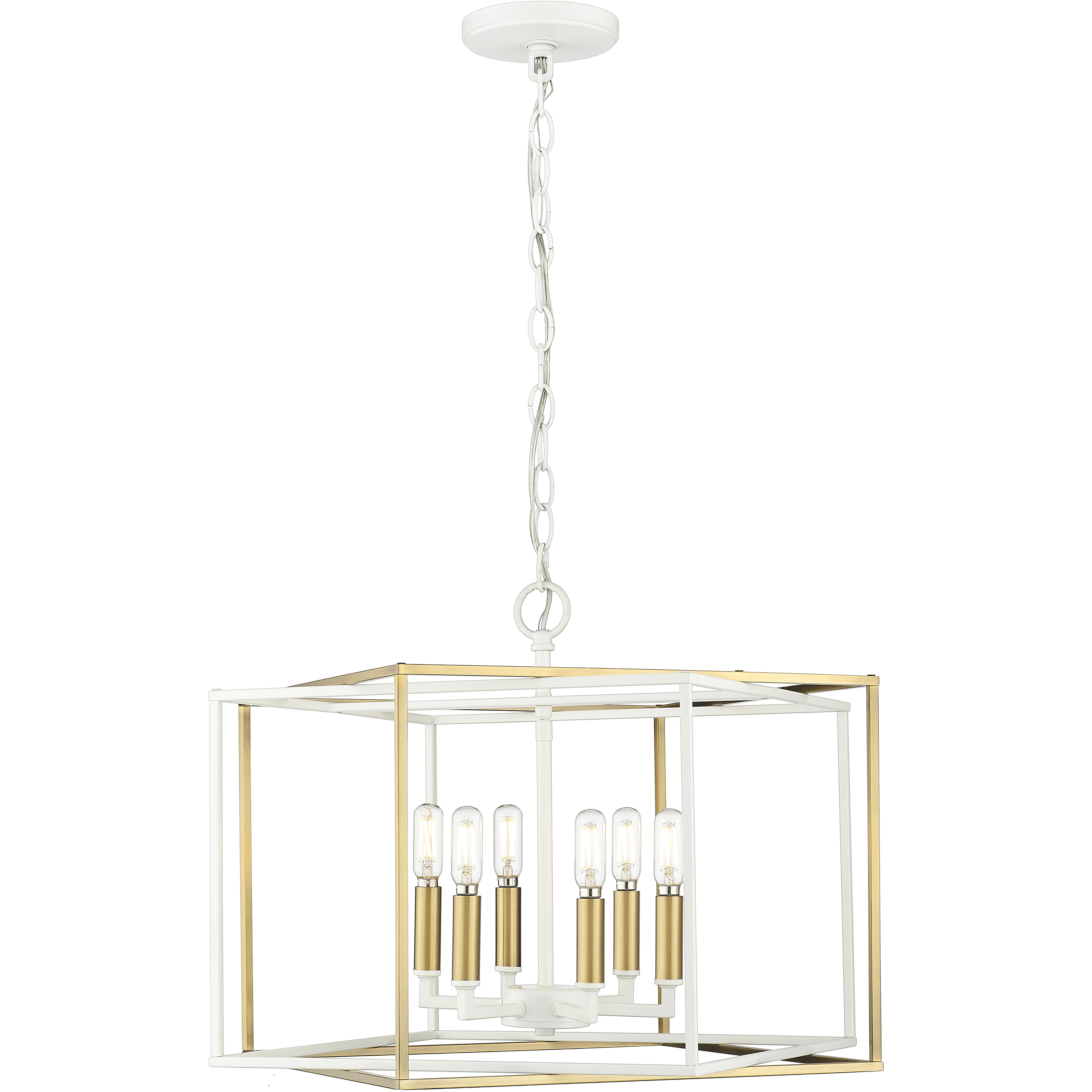 Lowe 6 Light 22 inch Matte White/Vintage Brass Pendant Ceiling Light